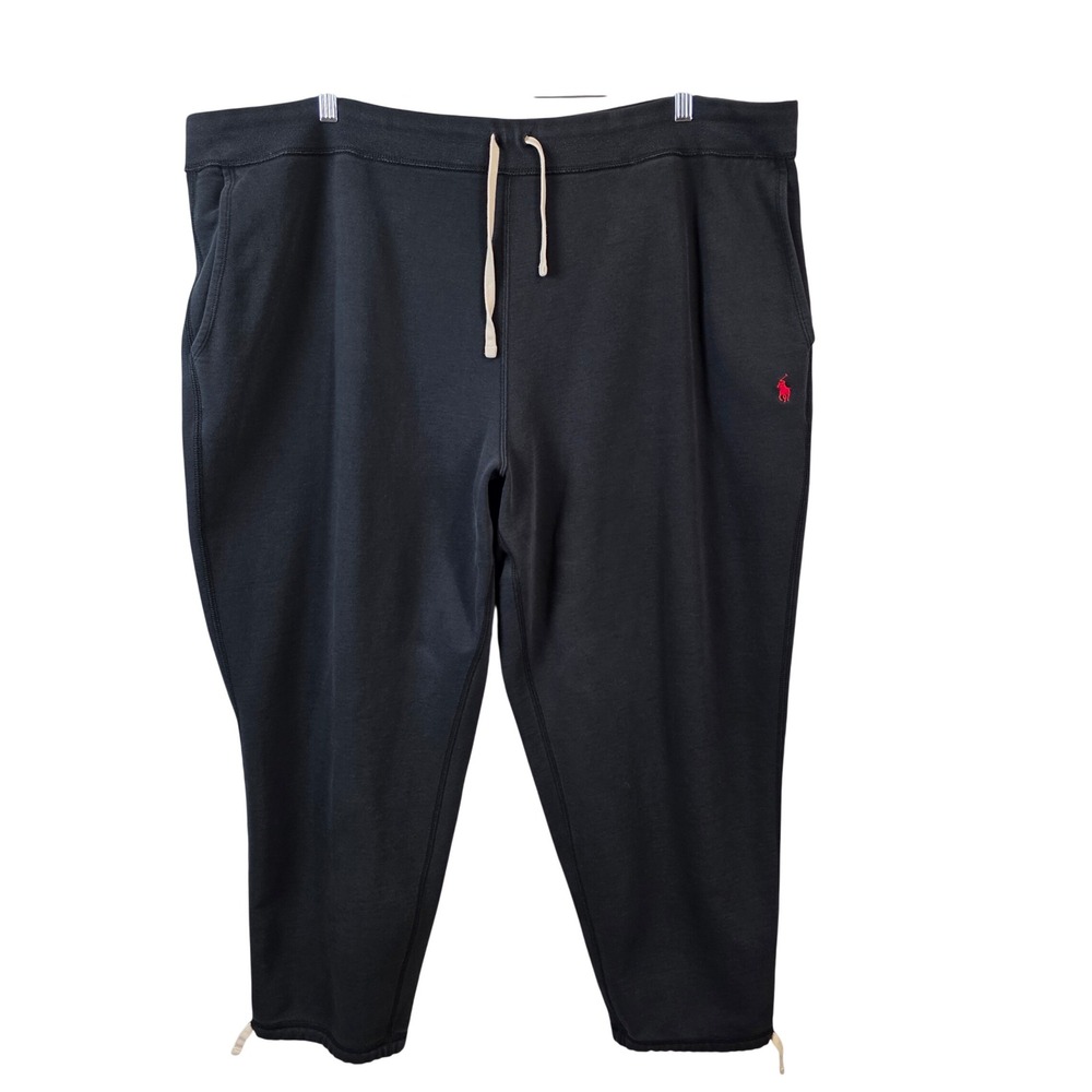 Polo Ralph Lauren Mens 5XB Black Fleece Sweatpants Joggers Red Pony Logo